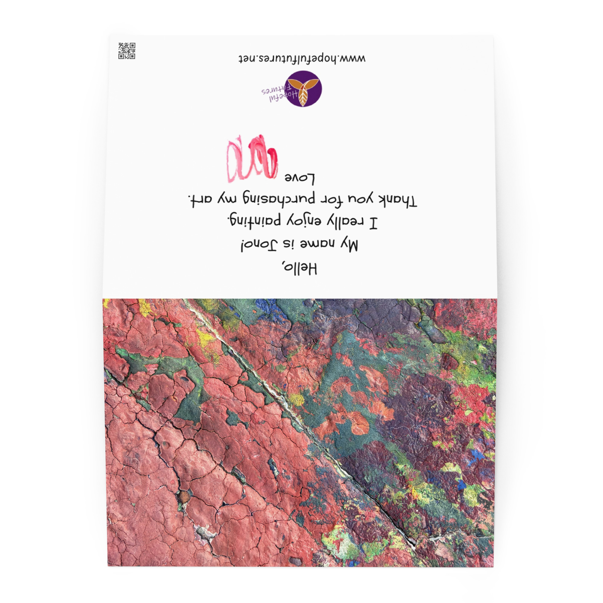JO Pink Paint Greeting Card - Image 2